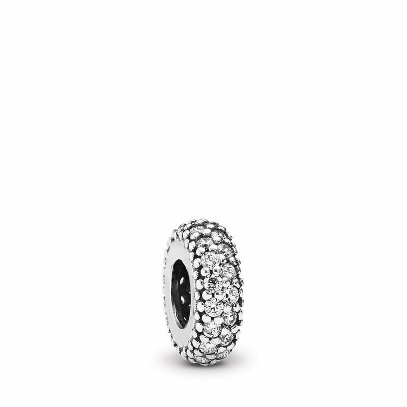 Pandora Clear Sparkle Spacer Charm - Sterling Silver/Cubic Zirconia - Canada | JT4273PI